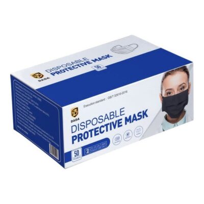 50-Piece Disposable Black Face Mask