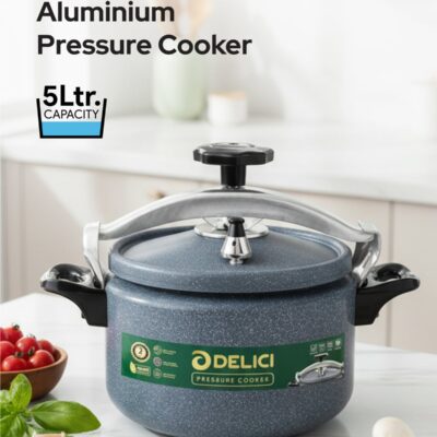 Aluminium Pressure Cooker 5 Litre (DPC 5G) – Heavy-Duty Durable Aluminum Body & Lid, Fast & Safe Cooking, Safety Locking Mechanism, Long-Lasting Rubber Gasket, Strong Heat-Resistant Base, ISI Certified, 2-Year Warranty