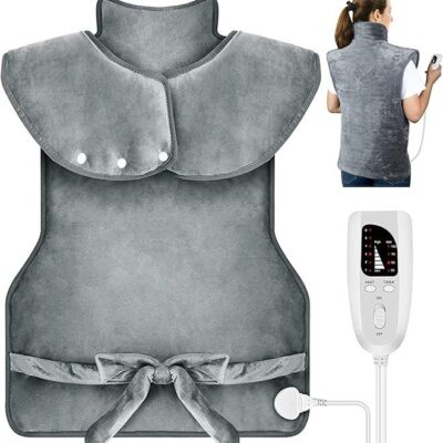 Heating Pad for Neck and Shoulders 100x60cm Large Heat Wrap for Back 6 Temperature Settings with Auto-Off Time