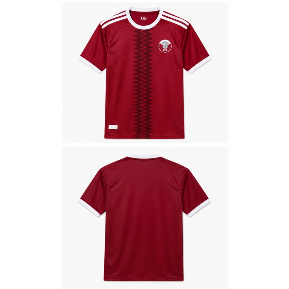 Qatar Jersey and Shorts Kit for Men - Red Patterned Jersey with Matching Shorts, Size S - Image 2