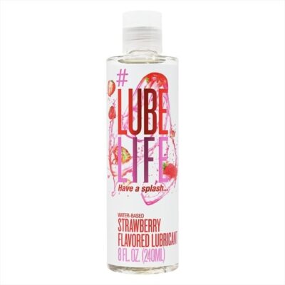 Water-Based Strawberry Flavored Lubricant, Personal Lube for Men, Women and Couples, Made Without Added Sugar, 8 Fl Oz