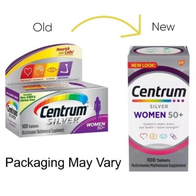 Centrum Silver Women 50+ Multivitamin Tablets | Complete Daily Multivitamin for Bone, Heart, Brain & Immune Support | 100 Tablets