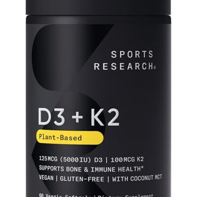 Sports Research K2 + D3 Supports Bone and Immune Health 60 Veggie Softgel