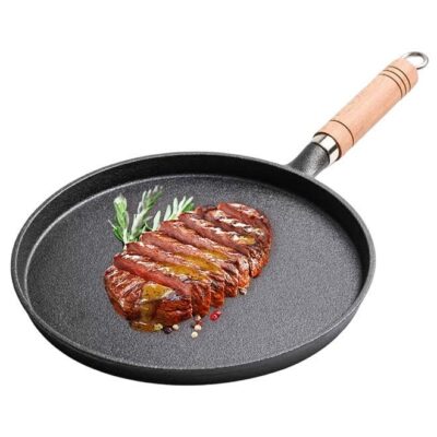 Iron Frying Pan, Nonstick, Anti-scald Handle, Crepe Pan, Use on Induction, Stove and Grill, Durable, Even-Heating Kitchen Cookware Diameter 26CM