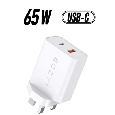 Lazor Hulk Wall Charger 65W PD Fast USB-A & Type-C White AD89