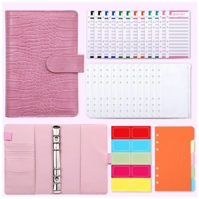 A6 Budget Binder Cover Cash Envelope with Zipper Binder Pockets