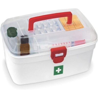 Milton Medical Box – First Aid Kit Storage Organizer with Handle, Detachable Tray & Locking Lid, Empty Medicine Box for Home, Travel, Car & Dorms, 9.3 x 6.5 x 5.7 Inch