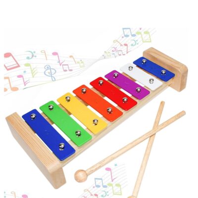 Xylophone for Kids, 8-Note Glockenspiel, Wooden Instrument, C Major Scale, 2 Beaters, Perfect for Children Over 3 Years
