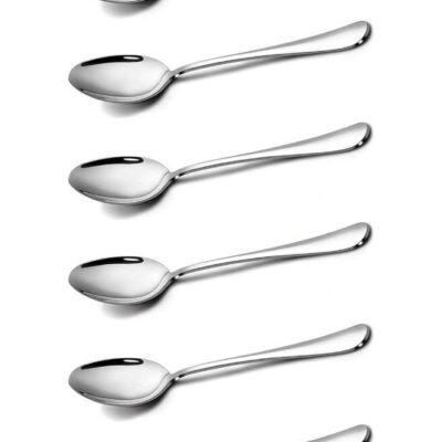 6 Pieces Teaspoons Set (6.2 Inch), Spoons Silverware, Stainless Steel Tea Spoons, Small Spoons, Mirror Polished Teaspoon, Dessert Spoons For Home, Kitchen, Restaurant, Dishwasher Safe