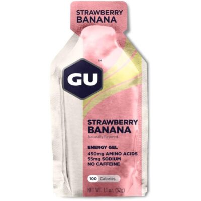 Gu Energy Gel, Strawberry Banana, Quick and Sustained Energy, Electrolyte ReplacementGu Energy Gel, Vanilla Bean, 1 Piece, Quick and Sustained Energy, Electrolyte Replacement, Pack of 4