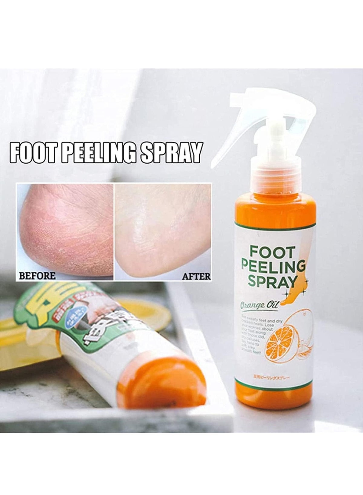 Foot Dead Skin Remover - Foot Peeling Spray Orange Oil,Natural Formula Foot Scrubber for Dead Skin Callous Removal, Moisturizing Nourishing Foot Exfoliator - Image 2