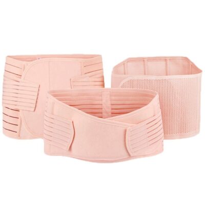 3 in 1 After Pregnancy Belly Wrap Pelvis Recovery Skin Shapewear Postpartum Belt for Women Beige