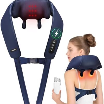 Cordless Neck Massager with Heat, 6D Deep Kneading Neck Shoulder Massager for Pain Relief, Shiatsu Massager for Shoulder, All Body, 2 Speed Intensities