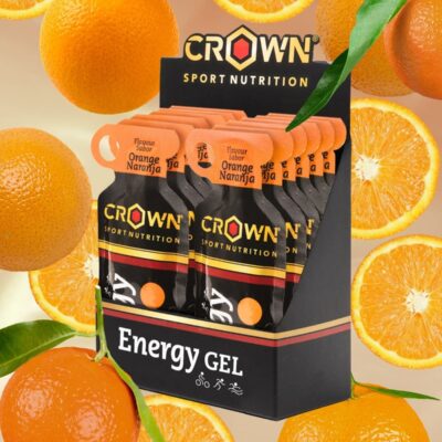 Crown Sport Nutrition 12 x Energy Gels, 40 g Liquid Texture, Carbohydrates, Amino acids and Electrolytes, Orange Flavor