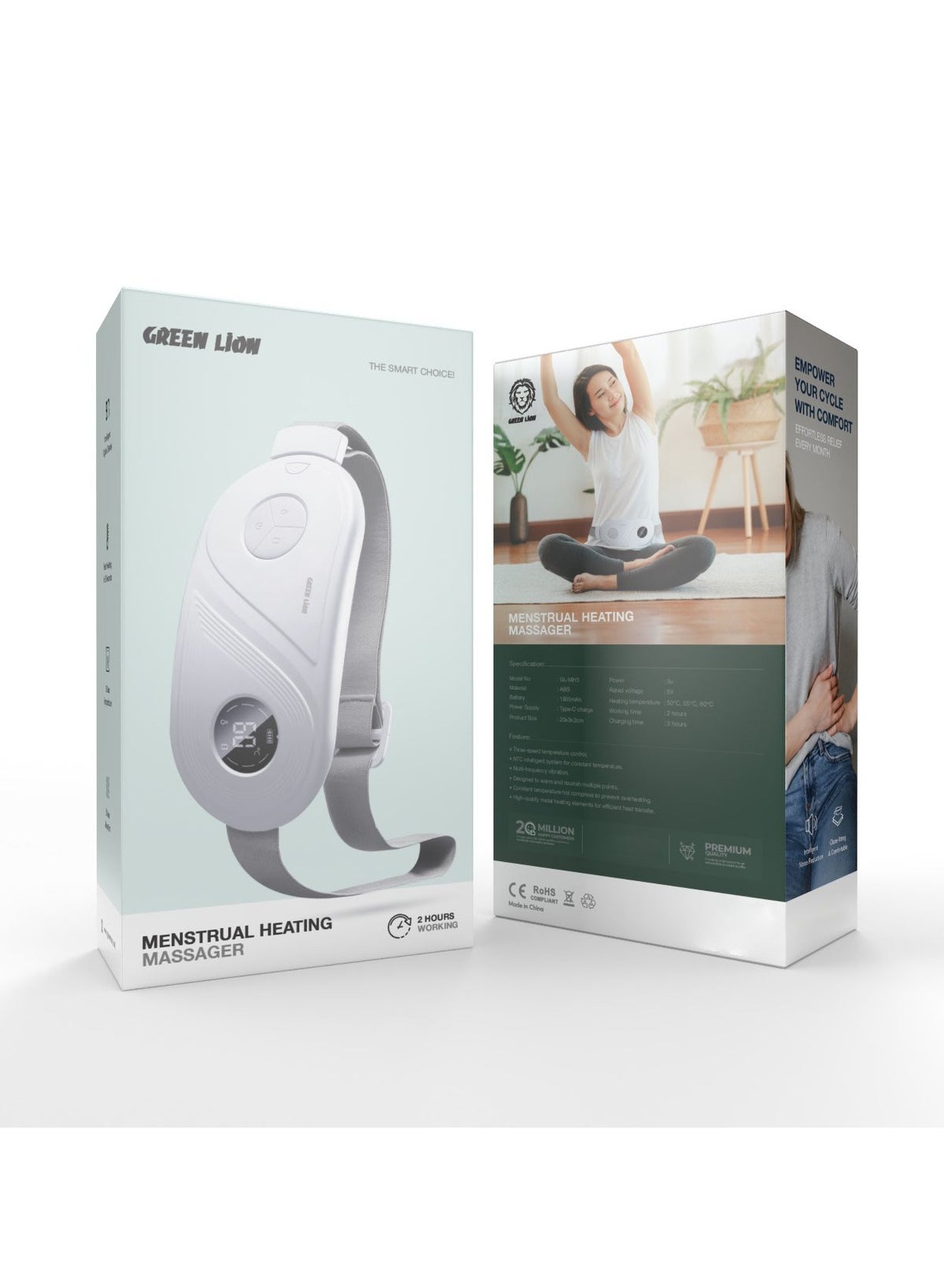 Menstrual Heating Massager for Period Cramps & Pain 1800mAh / ABS Material / Close-fitting & Comfortable / Intelligent Noise Reduction / Fast Heating in 3 Seconds / Intelligent Digital Display / 2 Hours Working time / 3 Gear Temperature / 5V Rated voltage / 3 Gear Vibration / Heating Belt for Menstrual Colic Relief / 3 Hours Charging Time - White - Image 3