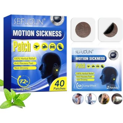 Motion Sickness Patches for Cruise Car Trains and Airplane 40 Patches Effective for Anti Nausea Patch Sea Motion Sickness Patch for Kids and Adult Nausea Relief Behind Ear Patch for Motion Sickne