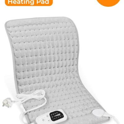Electric Heating Pad with 4 Timer Settings, Auto Shut Off and 6 Heat Levels, Dry Heat Therapy for Back, Neck, Shoulders, Knees, Arms and Legs, Ideal Gift for Women and Men in Grey