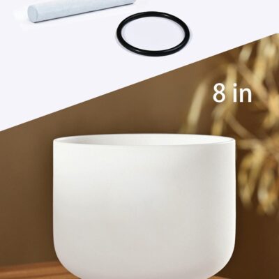 8 Inch White Crystal Singing Bowl – 440Hz Healing Sound for Meditation, Sleep Aid, Stress Relief & Spiritual Harmony
