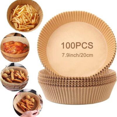 Air Fryer Paper Liners, 100Pcs Non-Stick Disposable Liners, Baking Paper For Air Fryer Oil-Proof, Water-Proof, Food Grade Parchment For Baking Roasting Microwave