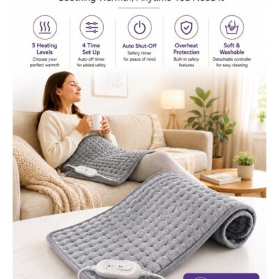 Portable Electric Heating Pad for Pain Relief, Soft Heat Therapy Pad with 10 Heat Levels & Timer, Heating Wrap for Back, Neck, Shoulder and Cramps