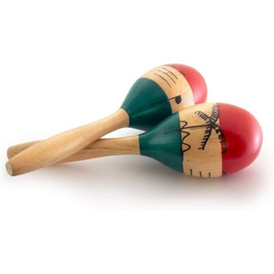 TIGER World Rhythm MAR56-NT Natural Wood Maracas, Hand Painted - Full Size Pair