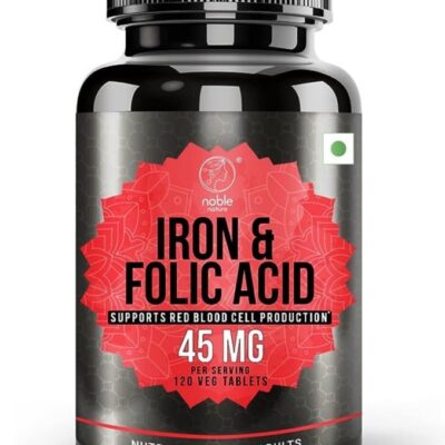 Iron & Folic Acid Supplement, with Zinc, Copper, Vitamin C & Vitamin B12, Supports Red Blood Cell Production - 120 Veg Tablets