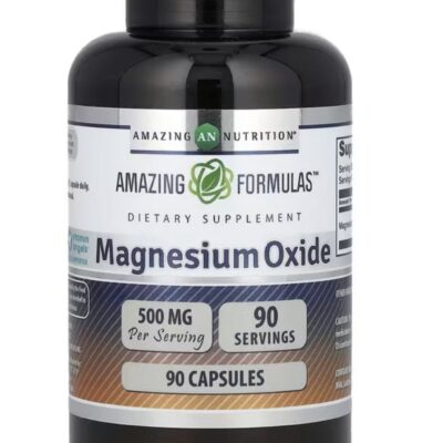 Magnesium oxide supplement increases energy output 500mg, 90 capsules