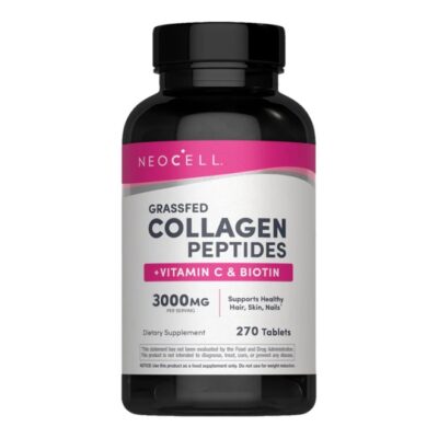 Grassfed Collagen Peptides + Vitamin C + Biotin | 6g Collagen Type 1 & 3 | 5,000mcg Biotin | Supports Healthy Hair, Skin, Nail & Joints | 270 Tablets