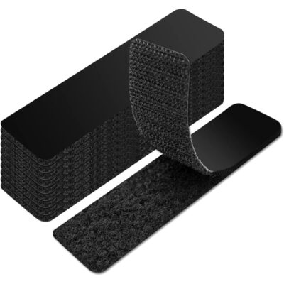 2.5×10cm Hook and Loop Strips With Adhesive - 32 Sets, Double-Sided Strong Back Adhesive Fastener for Home or Office Use - Instead of Holes and Screws (Black)