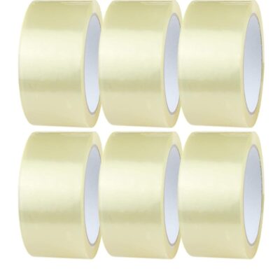 Clear Packing Tape Roll 2 Inch x 100 Yards (Pack of 6) | Heavy Duty BOPP Packaging Tape for Carton Sealing, Shipping & Moving Boxes