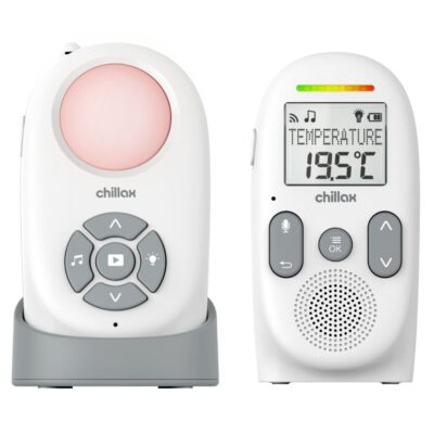 ChillaxBaby CB360 Advanced Digital Audio Baby Monitor with LCD Display, Temperature Sensor, Nightlight, Charging Pod, Smart ECO Mode, VOX, 5 Lullabies, Long Range & Two-Way Talk