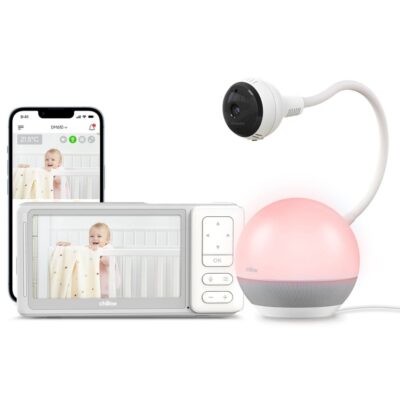 ChillaxBaby DM610 5-inch Baby Monitor with 1080p HD 360 Pan View Camera, Mood Light Sleep Trainer, Wi-Fi & App Control, Long Range, Night Vision