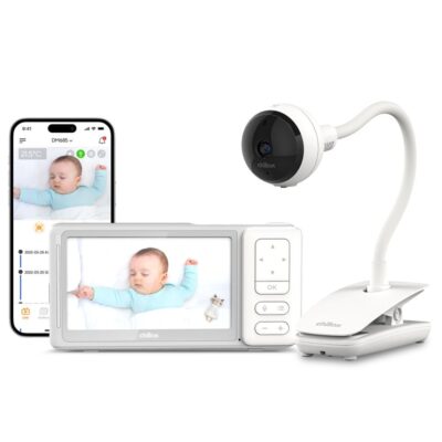 ChillaxBaby DM685 5-inch Baby Monitor with Dual Mode Video 1080p FHD 360 Flexible Clip Camera, Wi-Fi & App Control, Long Range, Night Vision & Two-Way Talk