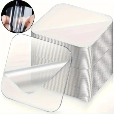 50 Sheet Strong Adhesive Dual-Sided Nano-Transparent Wall Stickers, No Residue Removable Clear Tape for Home Office Decor, Glass , Wood, Metal, Plastic, Vinyl Stickers