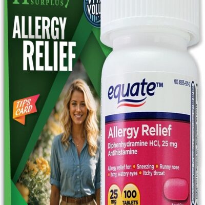 Healthy Surplus® Vital Volumes Tips Card & Equate Allergy Relief Diphenhydramine HCL, 25 mg 100 Tablets Bundle