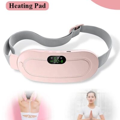 Portable Cordless Heating Pad for Period Cramps Relief, Rechargeable Electric Heat Belt with 3 Adjustable Heat Levels and 4 Vibration Modes, Perfect Gift for Women and Girls, Pink