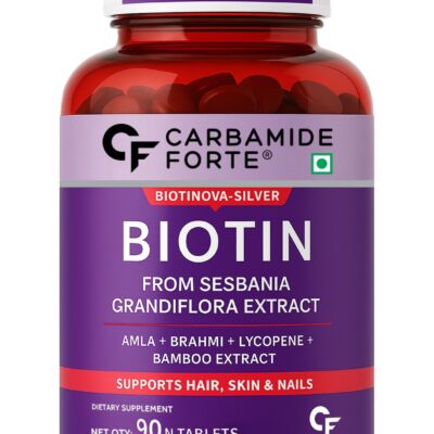 Carbamide Forte Biotin 10000mcg with Keratin and Bamboo Extract Tablets for Hair Growth for Women and Men - 90 Veg Tablets