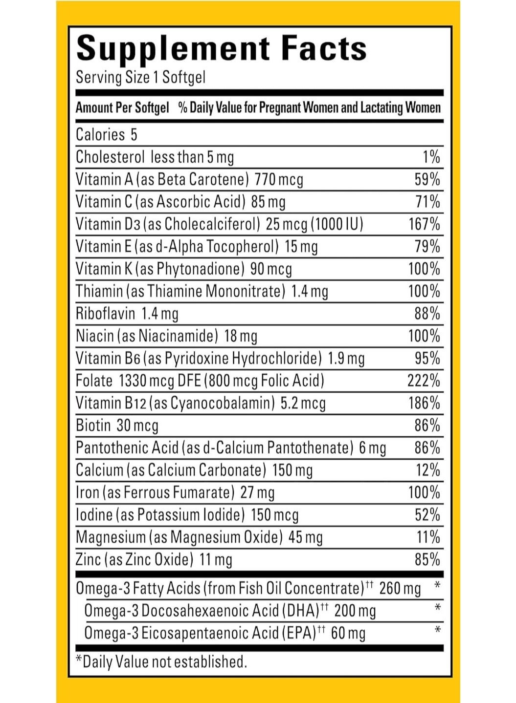 Prenatal with Folic Acid + DHA, 110 Softgels - Image 2