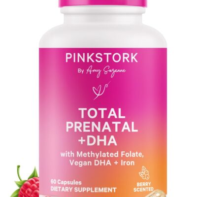 Total Prenatal + DHA, with Methylated Folate, Vegan DHA + Iron, 60 Capsules, Berry Scented Dietary Supplement