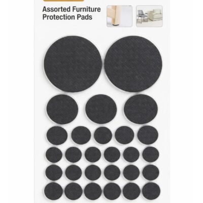 Self-Adhesive Furniture Pads 50 PCS Set – Black Chair Leg Floor Protectors, Non-Slip & Scratch Resistant, Multiple Sizes, Ideal for Hardwood & Laminate Floors