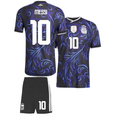 Argentina Away Navy Graphic Jersey and Shorts Kit for Men - Dark Navy Blue Jersey & Black Shorts, Size XXL