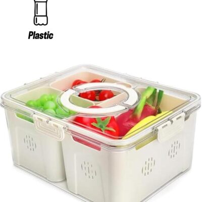 Fridge Organizers and Storage, Medium 3-in-1 Draining Crisper with Strainer for Fruits Vegetables Airtight Vent & Drain Organizer