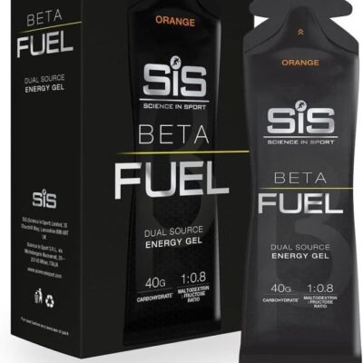 Beta Fuel Energy Gels | 40g Carbohydrates | 1:0.8 Maltodextrin:Fructose Ratio | Easily Digestible | Gluten Free | No Water Needed | Running Gels | Orange Flavour | 6 Pack