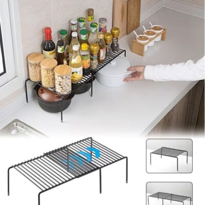 MunKan Extendable Spice rack shelf,Expandable rack Under Sink Shelf Storage Rack, for Kitchen Countertop Organizer Shelf, Cabinet Shelf Organizers Storage Rack Space Riser, Pantry Cupboard Shelf