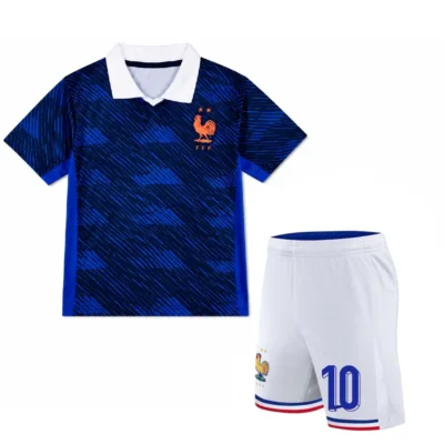 France 2026 Home Collared Jersey and Shorts Kit for Men - Deep Blue Jersey with White Shorts, Size XL