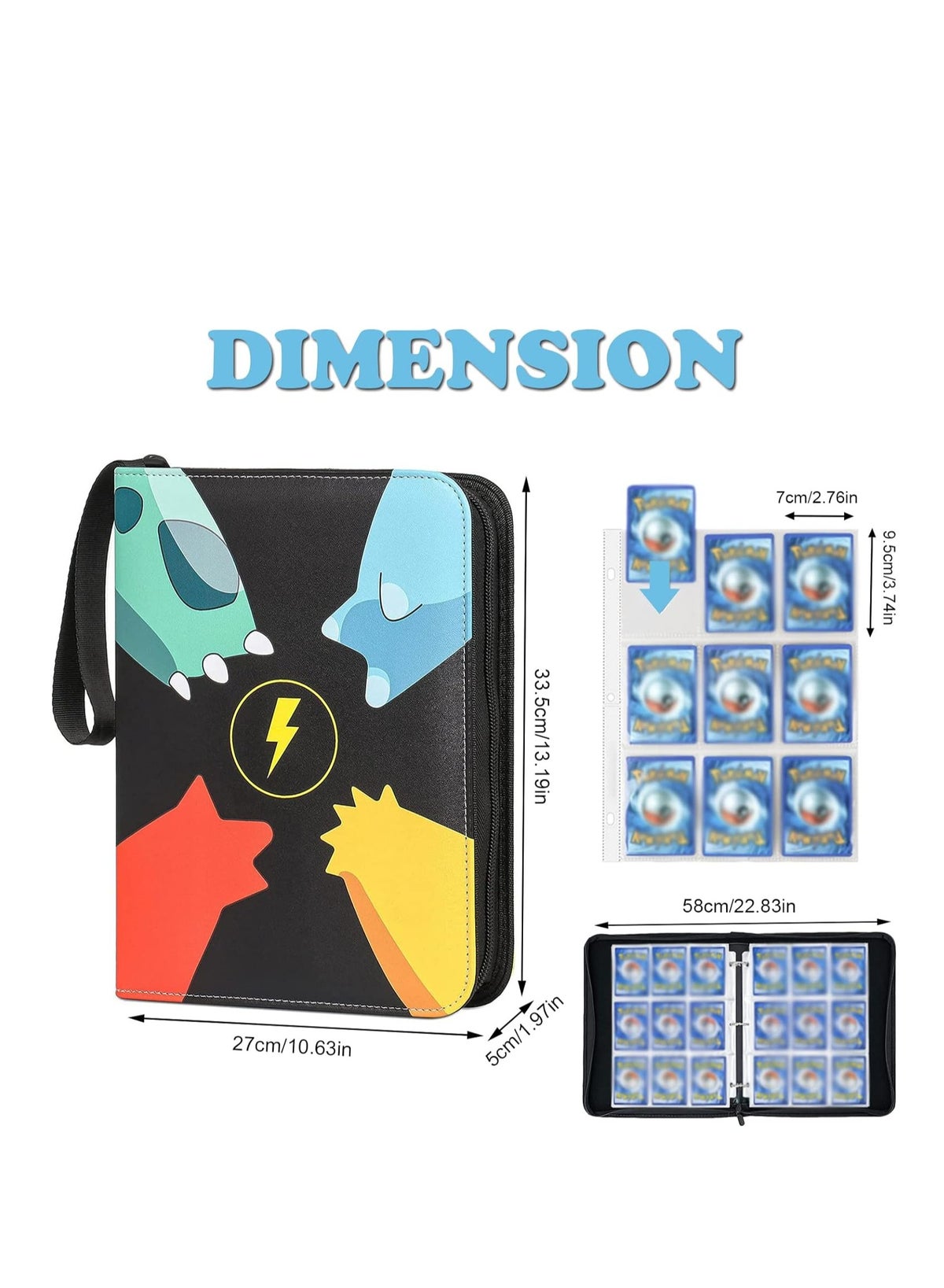 XSEVEN Card Binder for Pokemon Cards,900 Pockets Trading Card Games Collection Binder ,Card Collector Album Holder for kids - Image 4