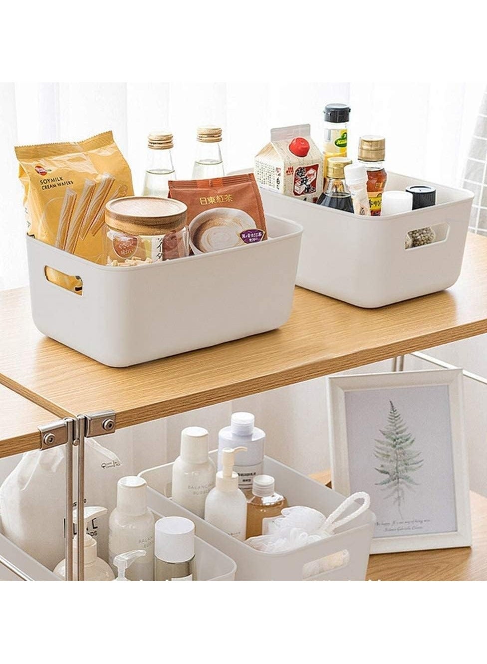 Small Storage Bin, Durable Storage Basket Cabinet Organizer, Toy Baskets Food Storage Containers for Organizing Storage Basket Organizer with Handles, Pack of 8 - Image 6