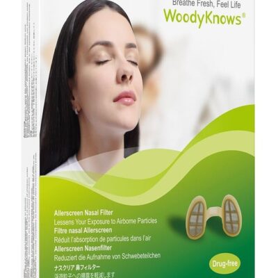 WoodyKnows Allerscreen Nasal Filters - Seasonal and Dust Allergies Aid, Ultra-Thin Mesh for Breathability (Combo Pack S/M/L/XL
