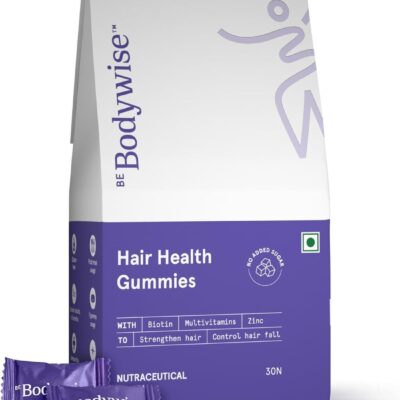 Be Bodywise Biotin Hair Gummies I Sugar Free I 30 Day Pack I Healthy Hair,Skin,Nails I '6-in-1' Biotin, Zinc, Folic Acid, Vitamin C, Keratin & Multivitamin I Gut FriendlyI Strawberry FlavourI 100% Vegan