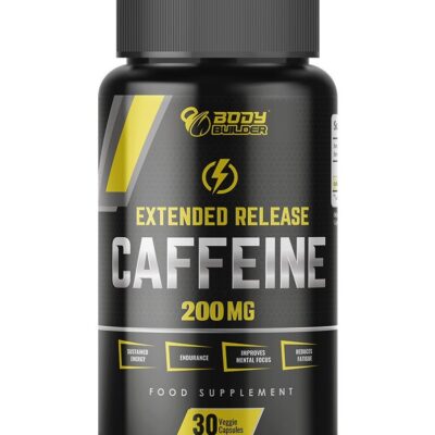 Body Builder Extended Release Caffeine Increase Alertness and Focus Boost Energy Levels And Physical Performance 30 Veggie Capsules